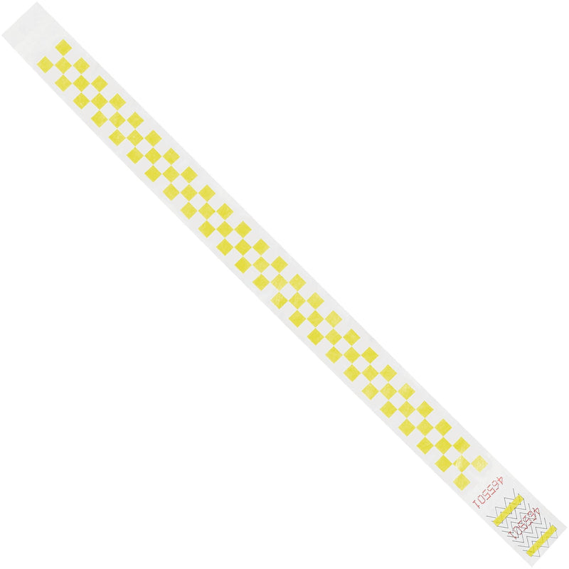 Tyvek® Wristbands, 3/4" x 10", Yellow Checkerboard, 500/Case (WR103YE)