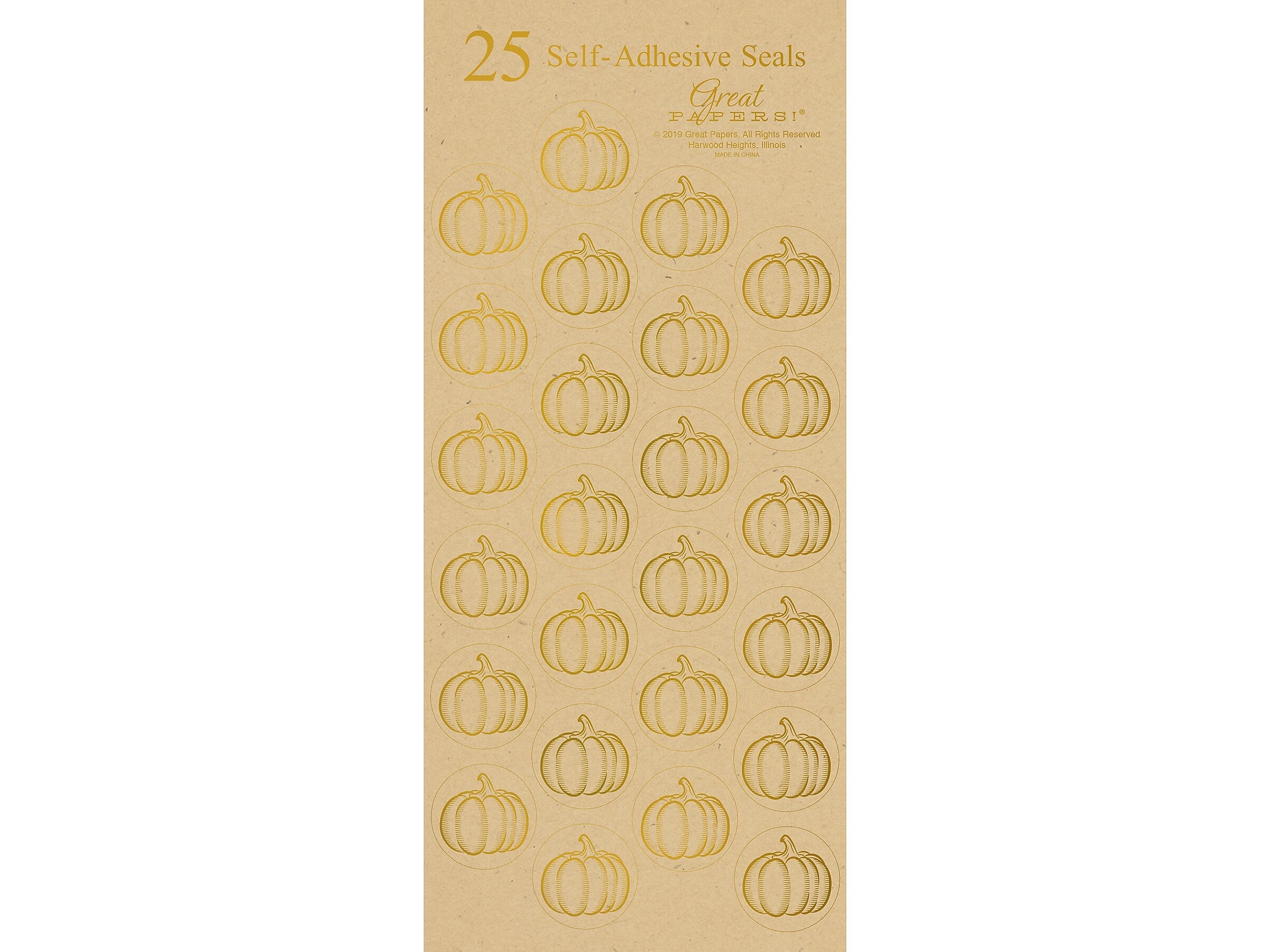Great Papers! Fall Pumpkins Seasonal Seal, Kraft, 25/Sheet (2019036)