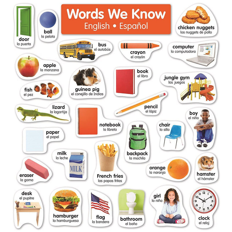 Scholastic English-Spanish Photo Word Wall Bulletin Board Set, 43/Set (SC-834487)