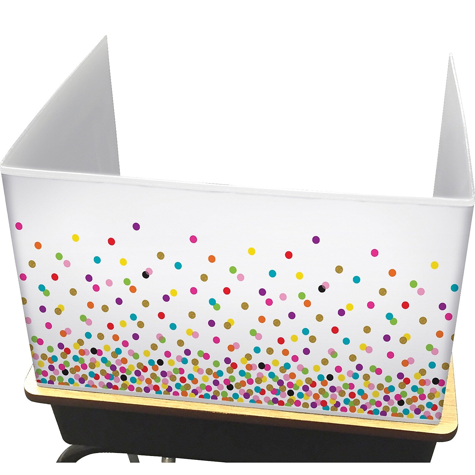 Teacher Created Resources Confetti Foldable Plastic Freestanding Privacy Shield, 16"H x 22"W, Multicolored (TCR20345)