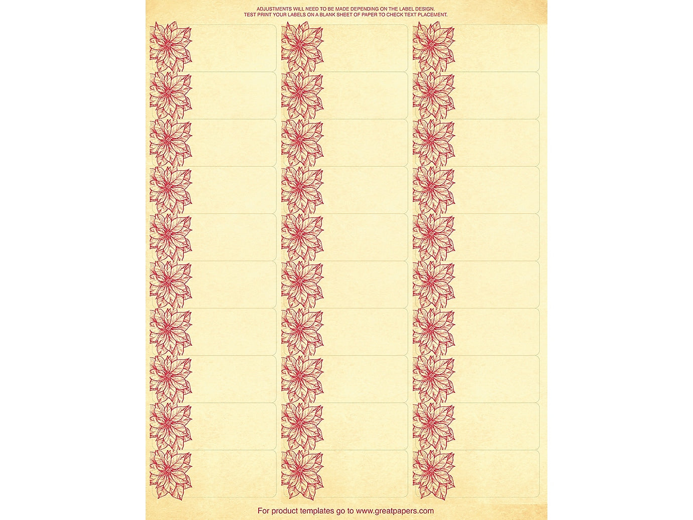 Great Papers! Poinsettia Holiday Address Label, Beige, 120/Pack (2019102)
