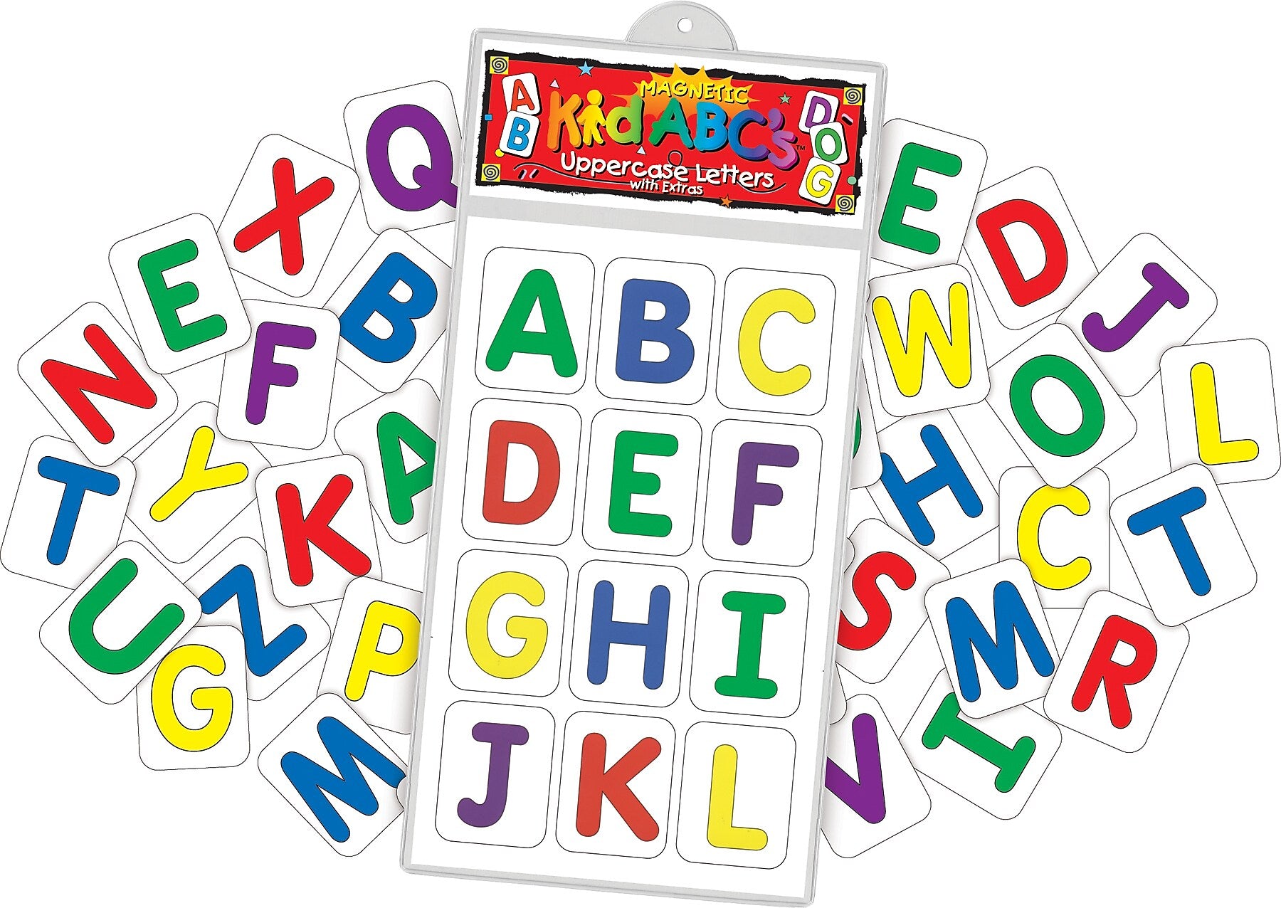 Barker Creek Learning Magnets, Uppercase Letters with extras, 38 Magnetic Pieces/Pack (LM1120)