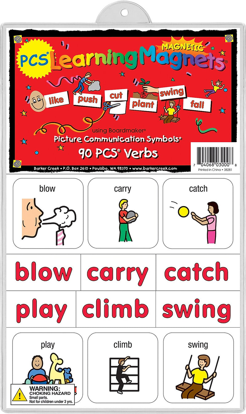 Barker Creek PCS Learning Magnets, 90 Verbs, 180 Magnetic Pieces/Pack (LM3000)