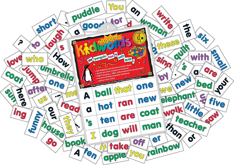 Barker Creek Learning Magnets Kidwords, High Frequency Words, 208 Magnetic Pieces/Pack (LM2600)
