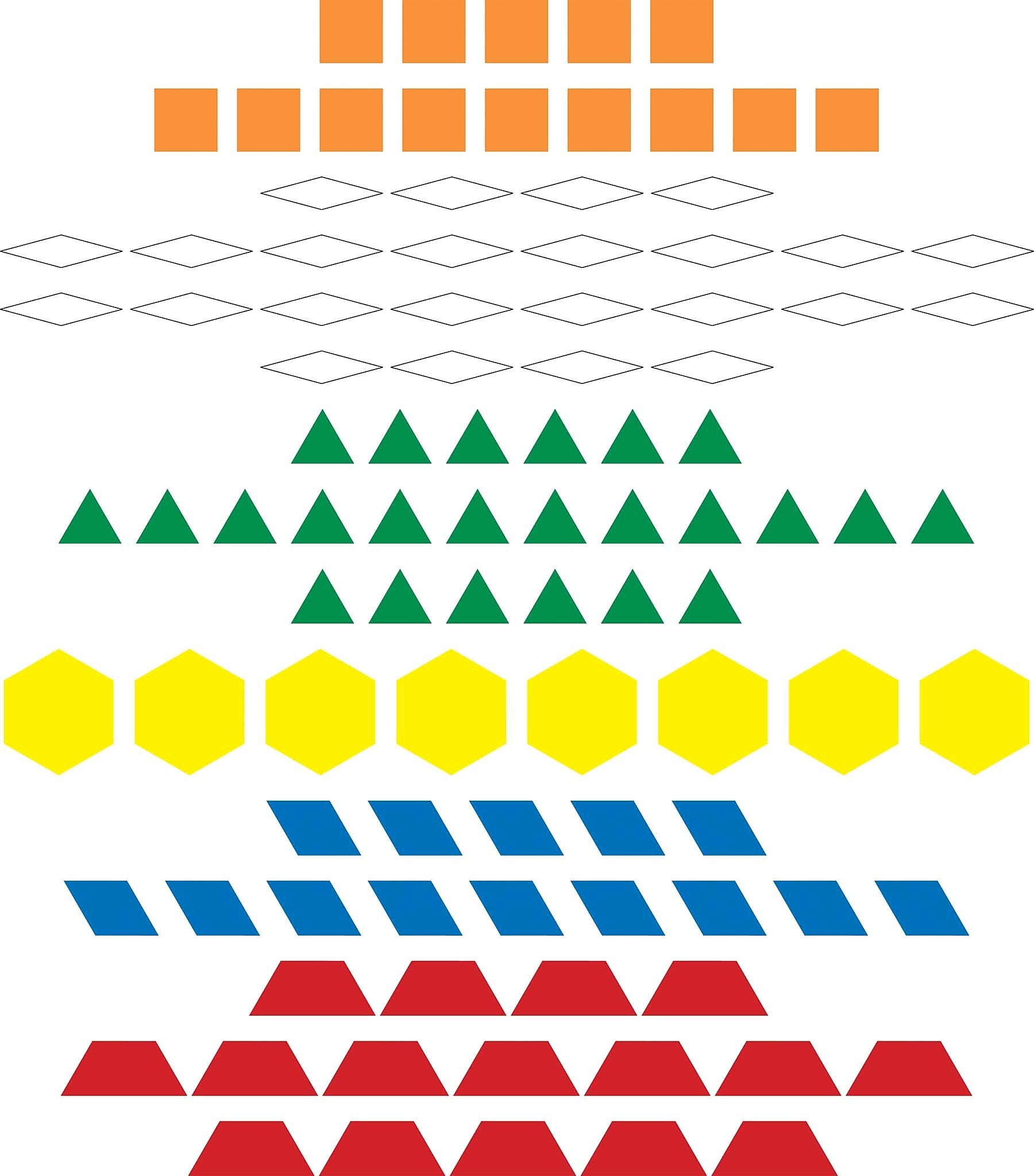 Barker Creek Learning Magnets Kidshapes, Pattern Blocks, 108 Magnetic Pieces/Pack (LM2300)