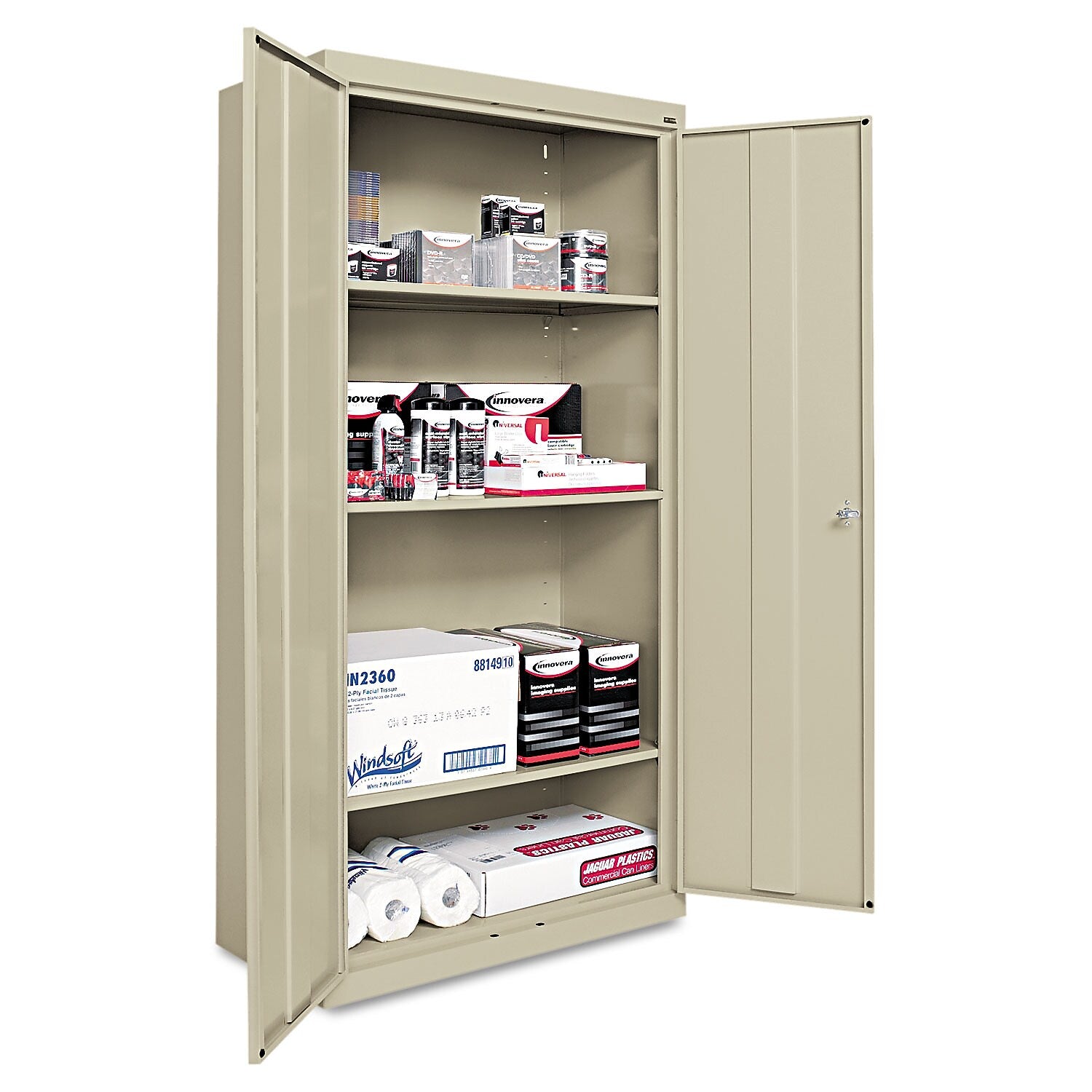 Alera 72" Steel Storage Cabinet with 4 Shelves, Putty (ALECME7218PY)