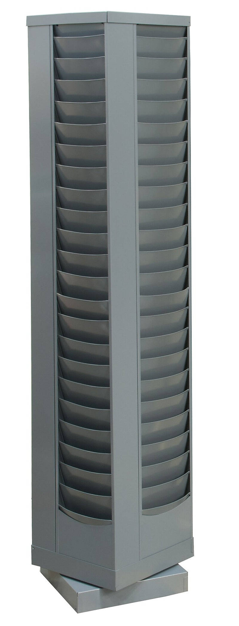 Durham Swivel-Style Steel Literature Organizers, 88 Pocket, 66"H x 14.12"W x 14.12"D, Grey (415-95)