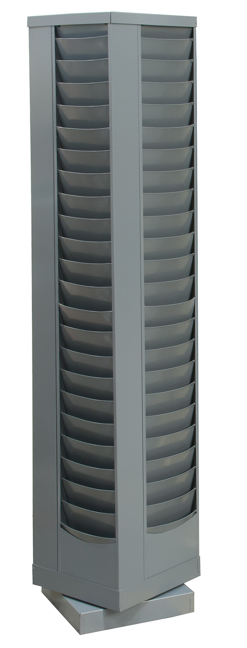 Durham Swivel-Style Steel Literature Organizers, 88 Pocket, 66"H x 14.12"W x 14.12"D, Grey (415-95)