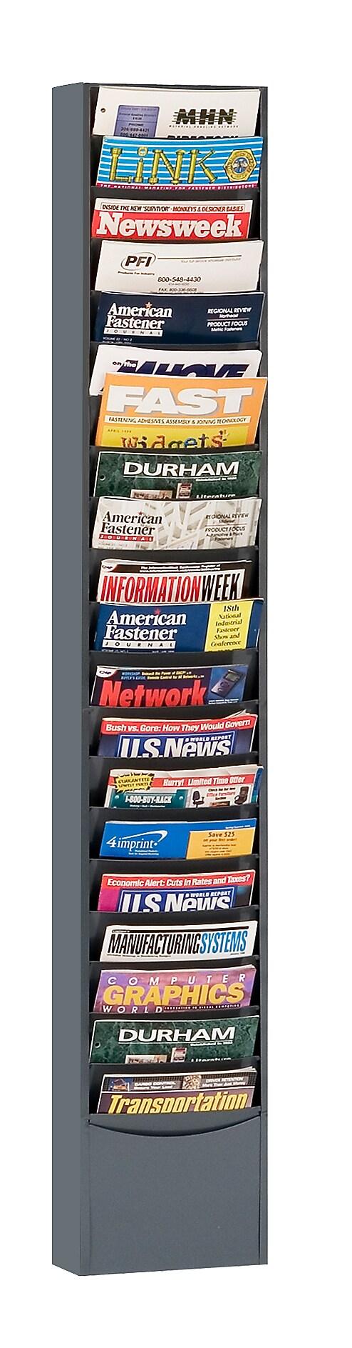 Durham Literature Holder, 58" x 13 1/4" , Wall Mounted, Gray Steel (411-95)