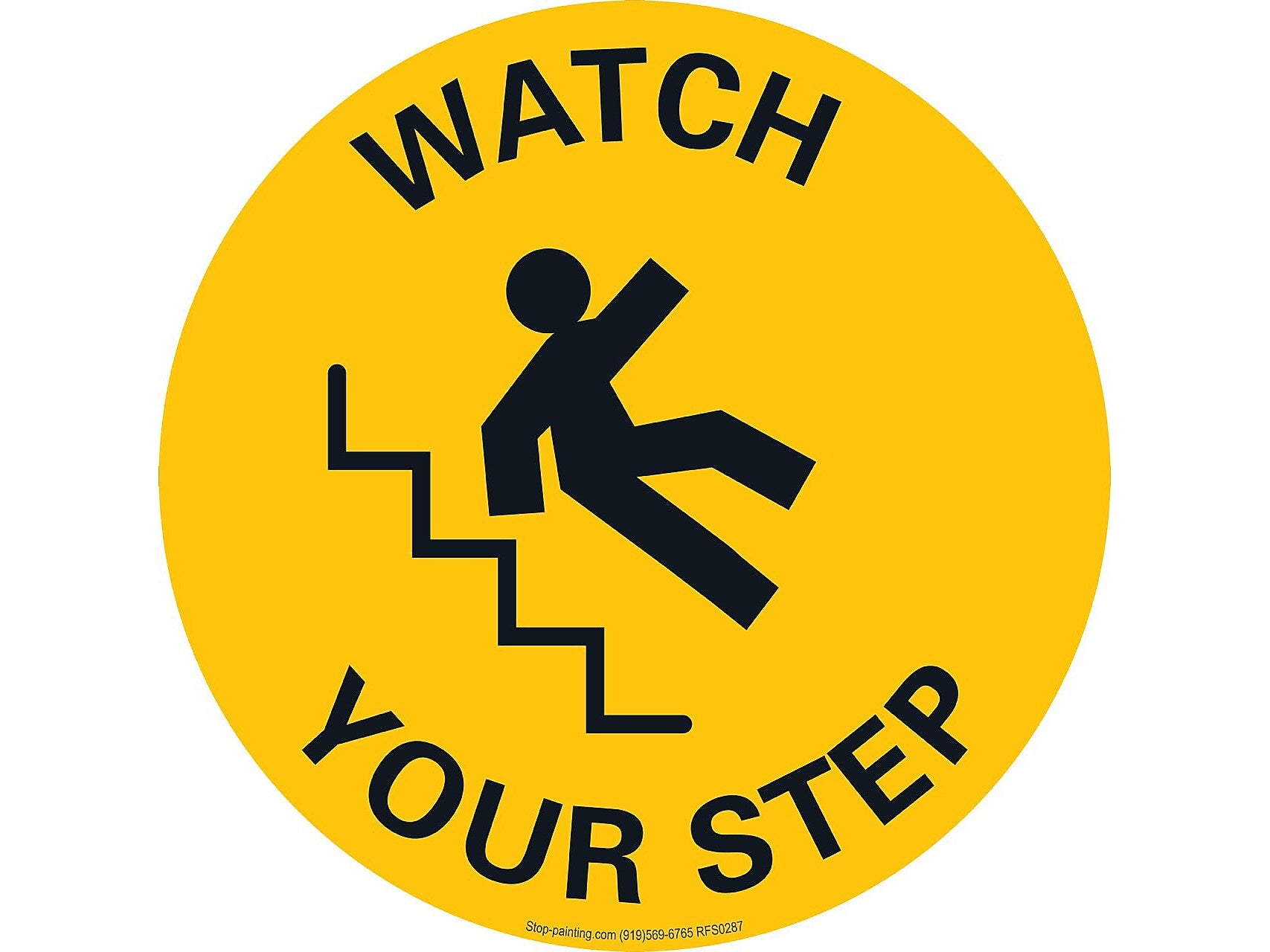 Stop-Painting Watch Your Step Floor Sign, Golden Yellow (RFS0287)