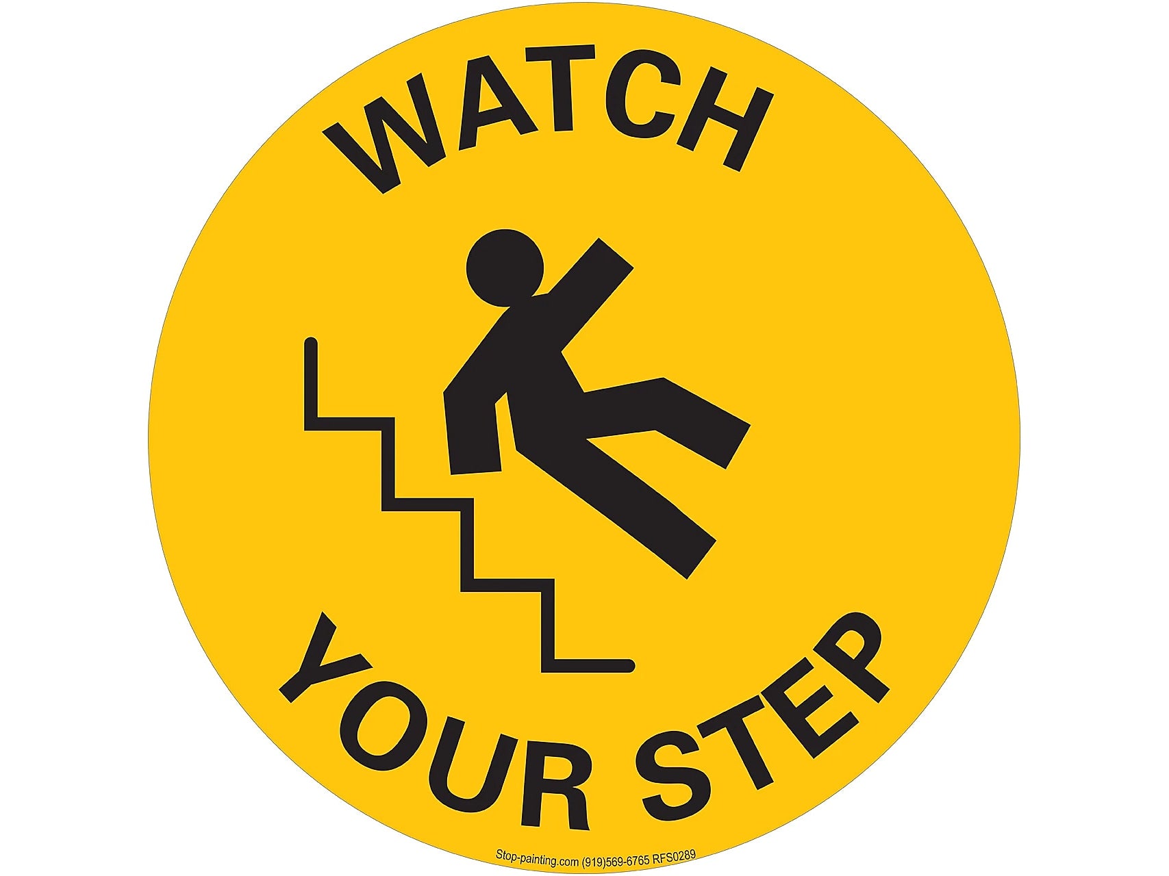 Stop-Painting Watch Your Step Floor Sign, Golden Yellow (RFS0289)