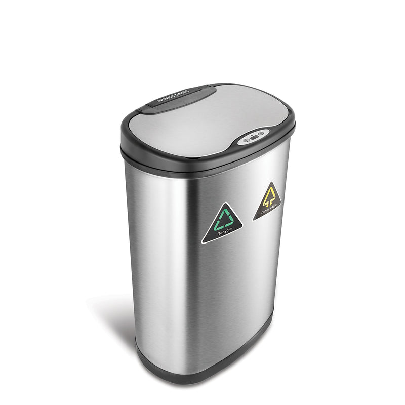 Nine Stars 13.2 Gallon Stainless Steel Motion Sensor Recycle Trash Can (DZT-50-13R)