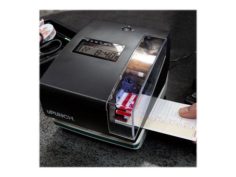 uPunch Digital Time Clock & Date Stamp Punch Card System, Black (CR1000)