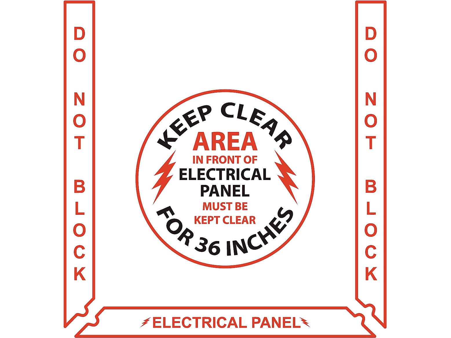 Stop-Painting Superior Mark Electrical Panel Floor Sign Kit, Red/Black/White (IN-40-929-V)
