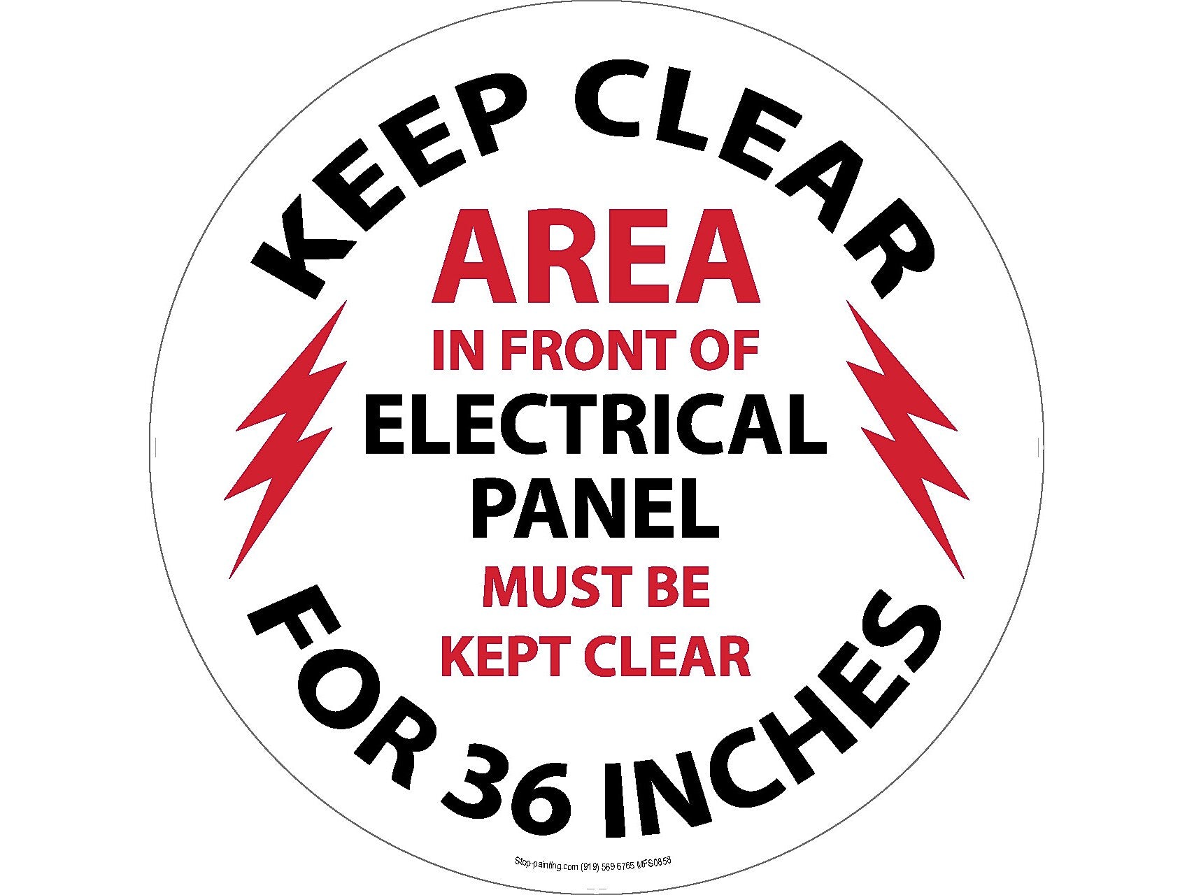 Stop-Painting Electrical Floor Sign, Black/Red/White (RFS0857)