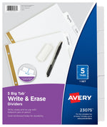 Avery Big Tab Write & Erase Paper Divider, 5 Tabs, White/Gold Reinforced, 1 Set (23075)
