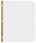 Avery Big Tab Write & Erase Paper Divider, 5 Tabs, White/Gold Reinforced, 1 Set (23075)