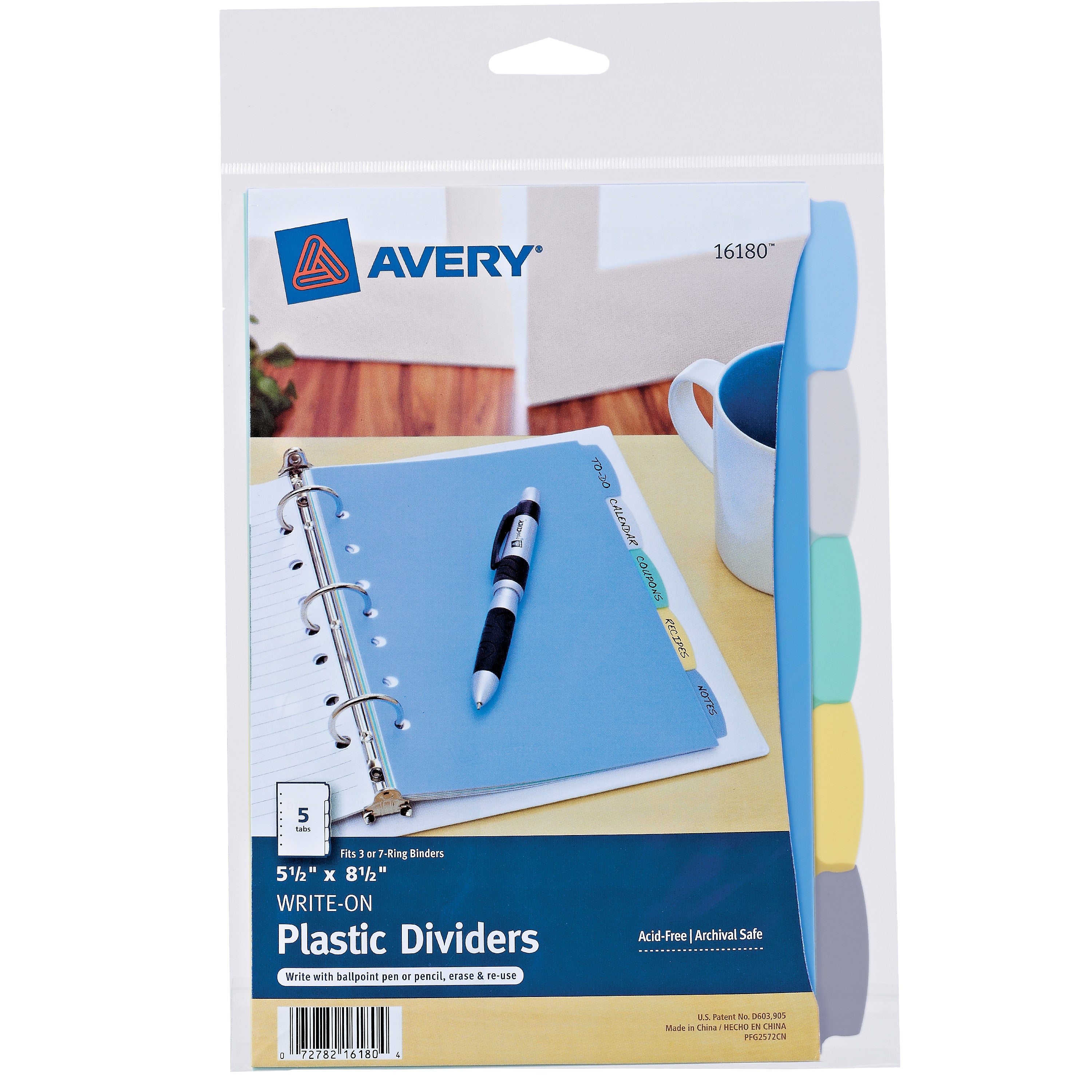 Avery Write & Erase Plastic Mini Dividers, 5 Tabs, Multicolor (16180)
