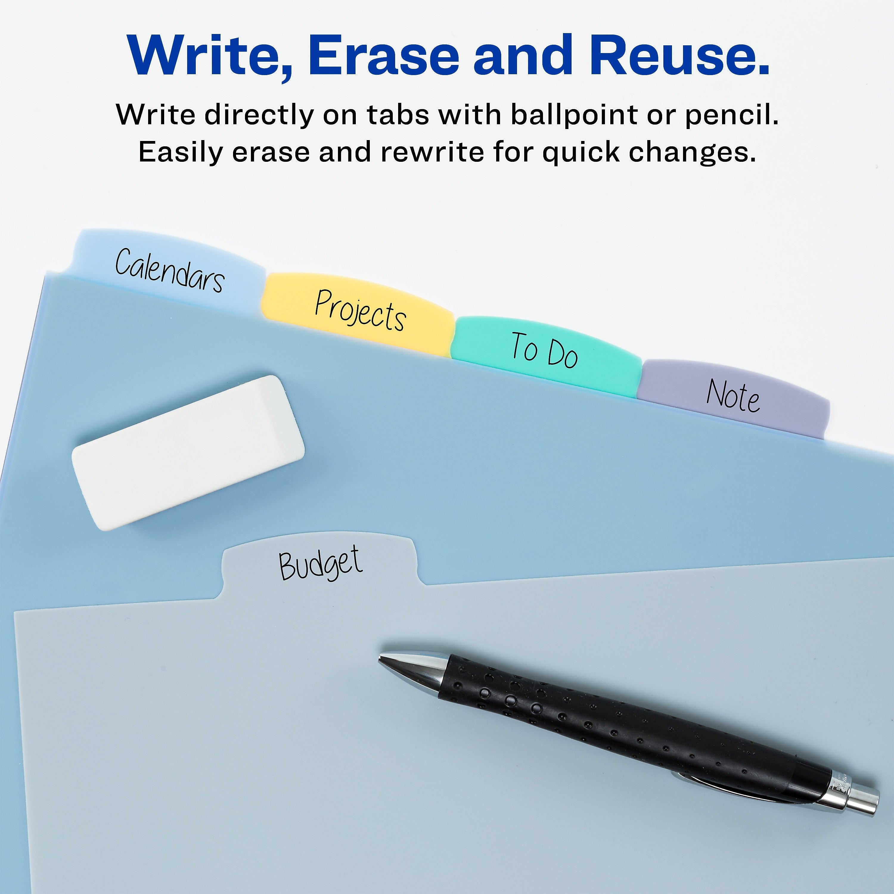 Avery Big Tab Write & Erase Plastic Dividers, 5 Tabs, Multicolor (16170)