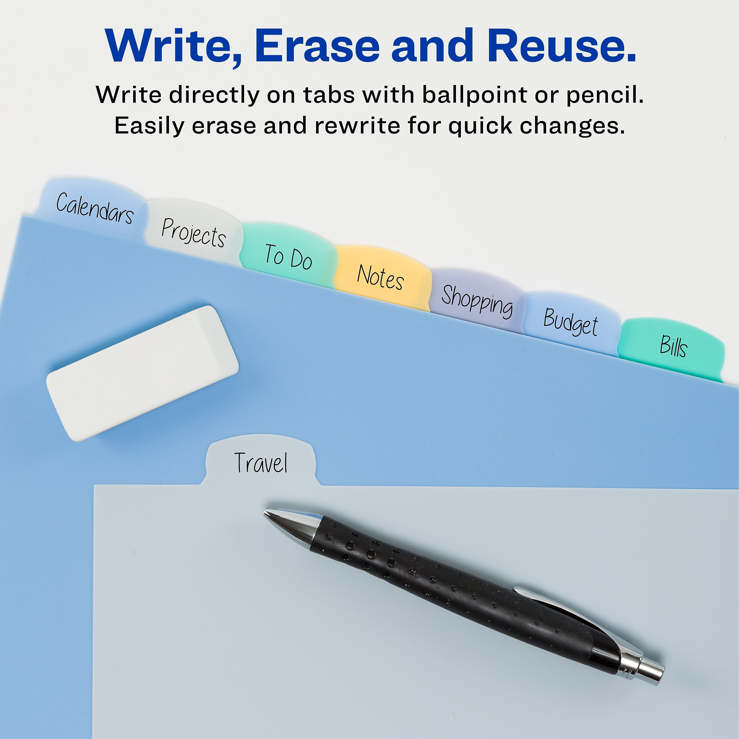 Avery Big Tab Write & Erase Plastic Divider, 8 Tabs, Multicolor, 1 Set (16171)