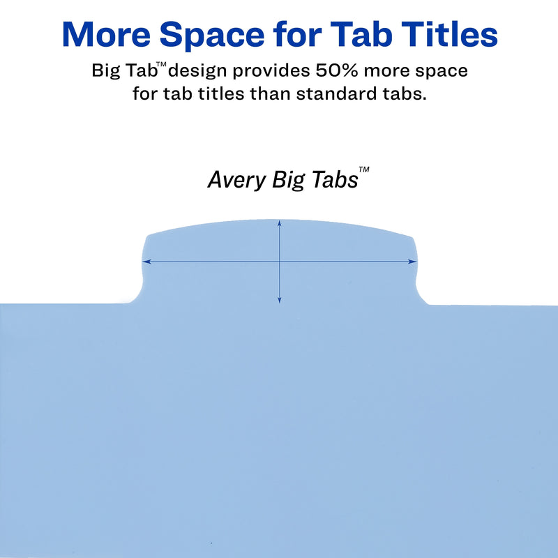 Avery Big Tab Write & Erase Plastic Divider, 8 Tabs, Multicolor, 1 Set (16171)