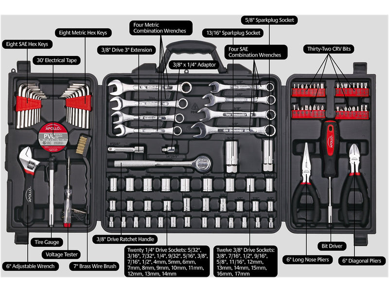 Apollo Tools Mechanics Tool Kit, 101 Pieces (DT0006)