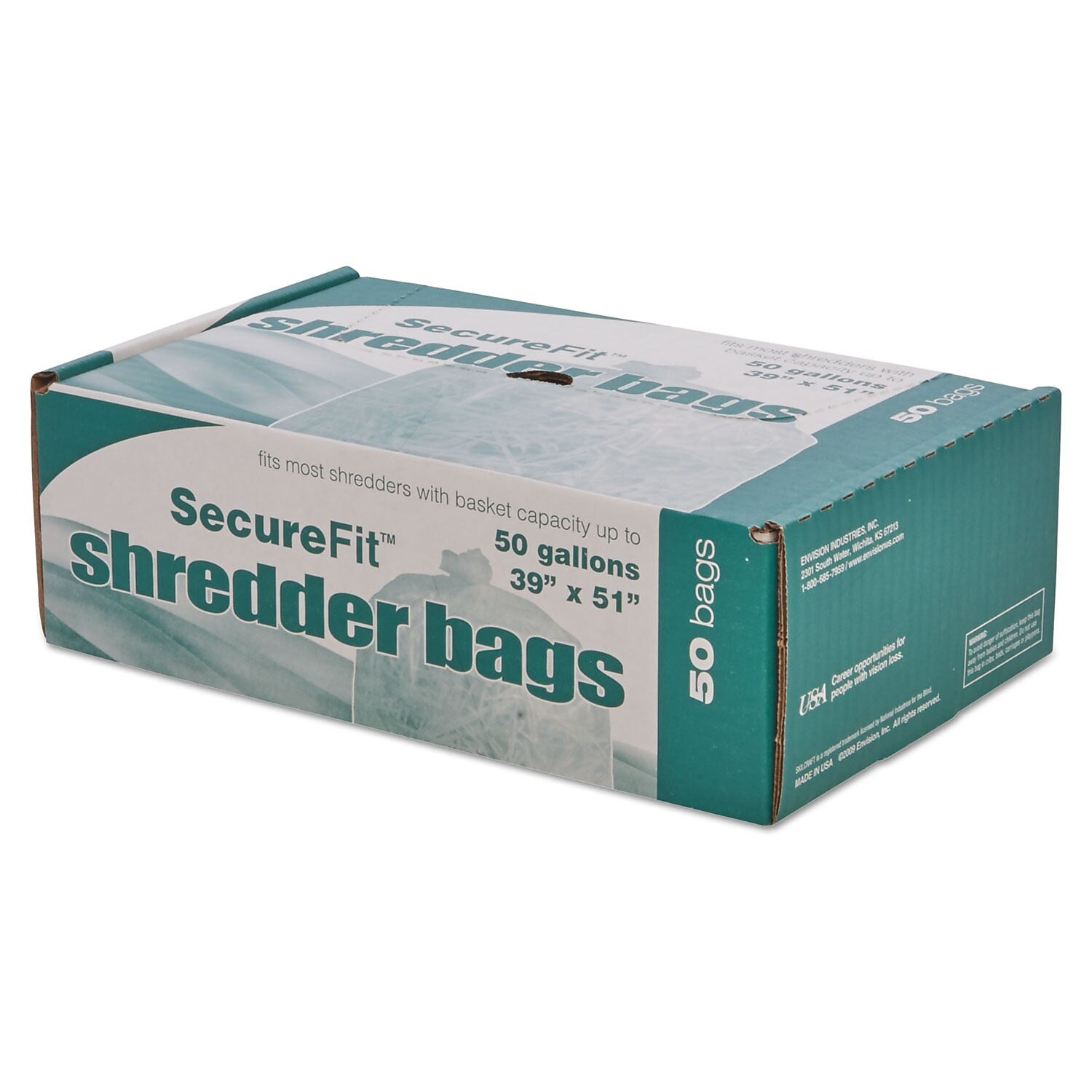 AbilityOne Envision SecureFit Shredder Bags, 50 Gallons, 50 Bags (SBC4976)