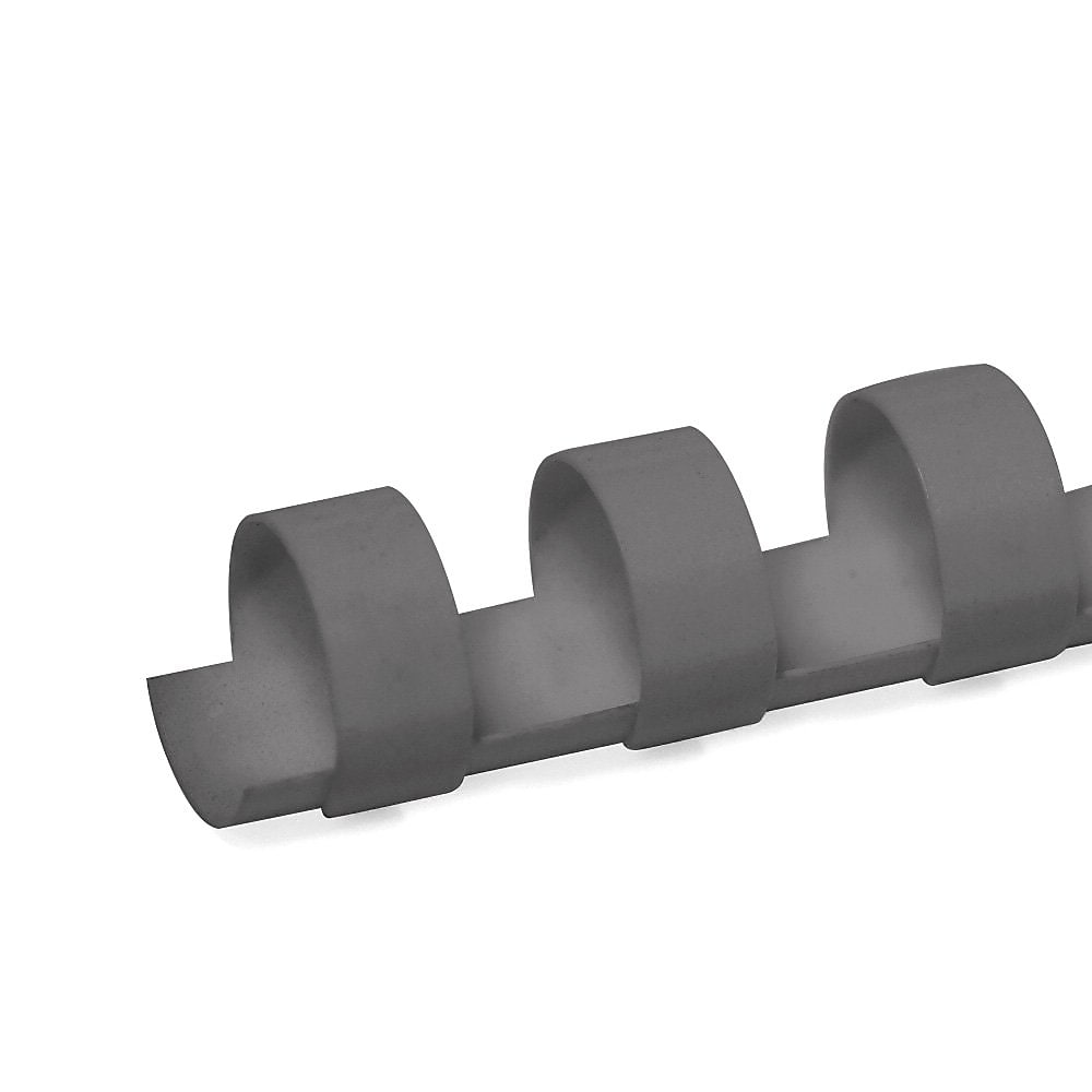 Spiral Binding 19 Ring 9/16" Plastic Binding Spine Comb, 100 Sheet Capacity, Gray, 100/Box (13916GRAY)