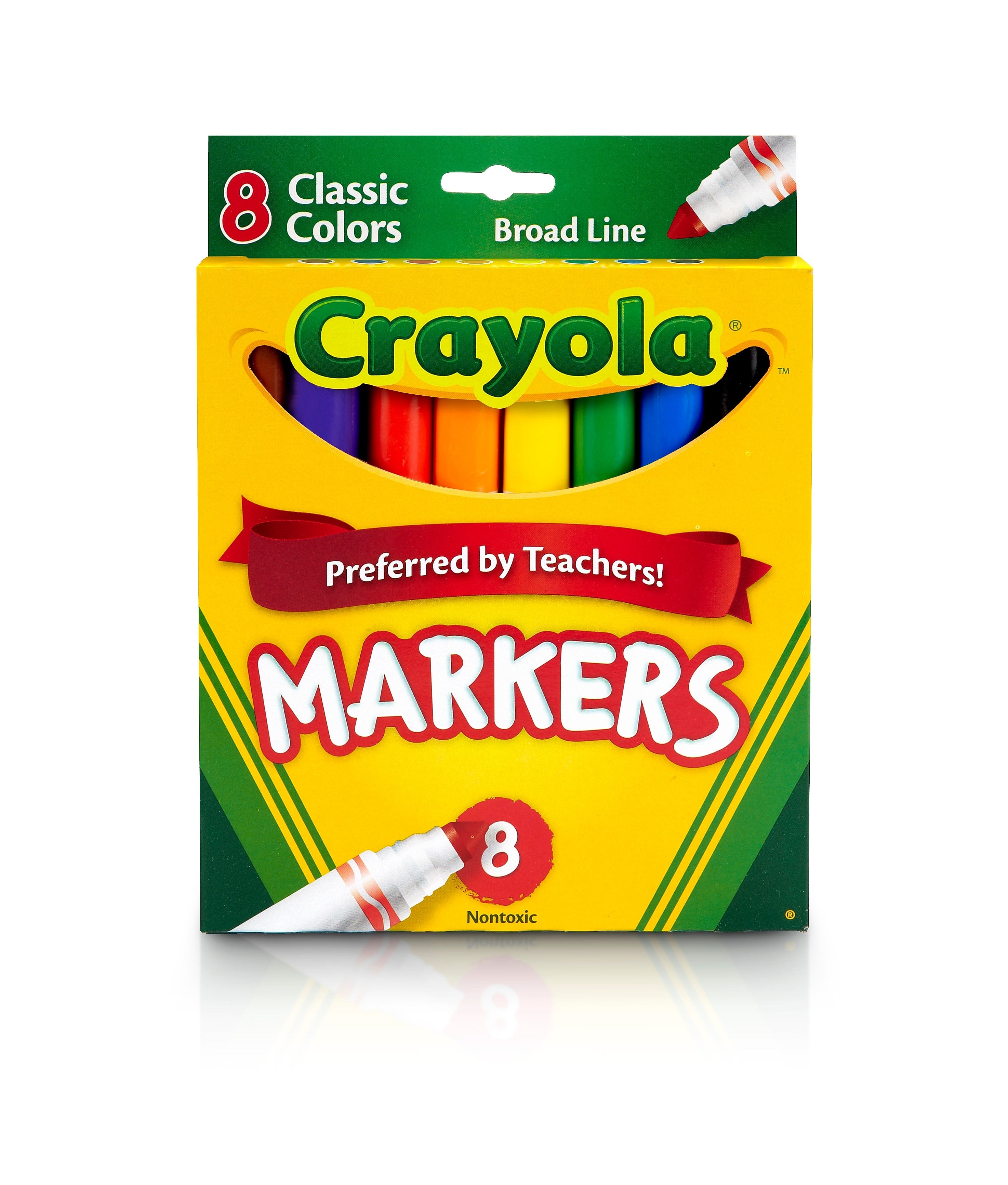 Crayola Kid's Markers, Broad Line, Assorted Colors, 8/Box (58-7708)