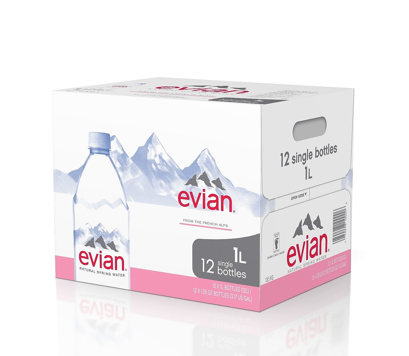 Evian Natural Spring Water, 33.8 oz., 12 Bottles/Pack (EVI10000)