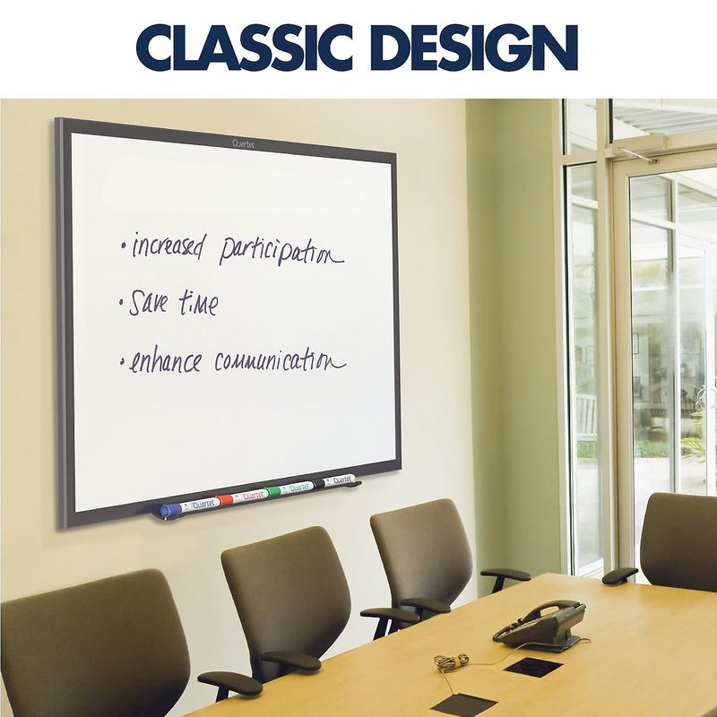 Quartet® Classic Melamine Dry-Erase Whiteboard, Black Aluminum Frame, 8'W x 4'H (S538B)