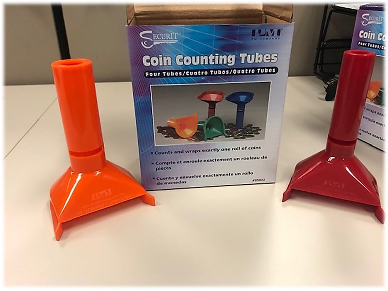 CONTROLTEK Coin Counting Tubes, 1 Compartment, Assorted Colors, 4/Pack (560077)