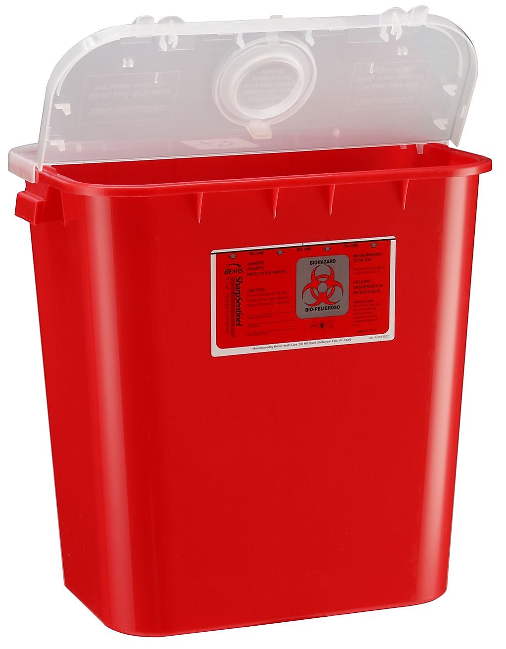 Bemis Sharps Container, 8 Gallon, Red, 10/Pack (108030-10)