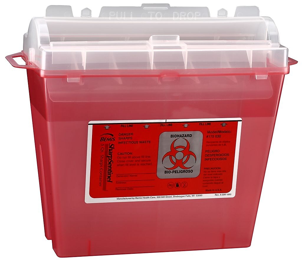Bemis Sharps Container, 5 Quart, Red, 32/Box (175030-32)