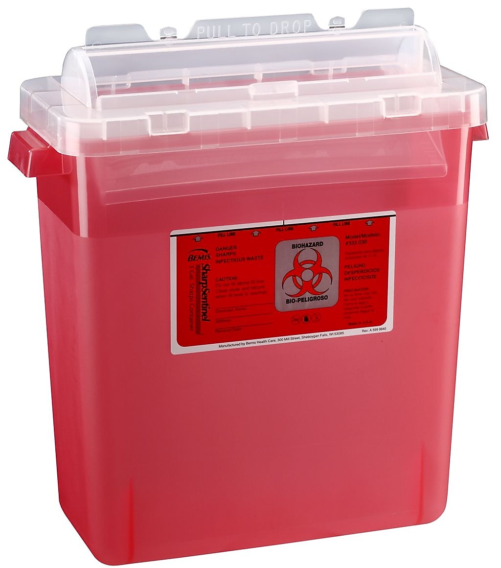 Bemis Sharps Container, 3 Gallon, Red, 12/Pack (333030-12)