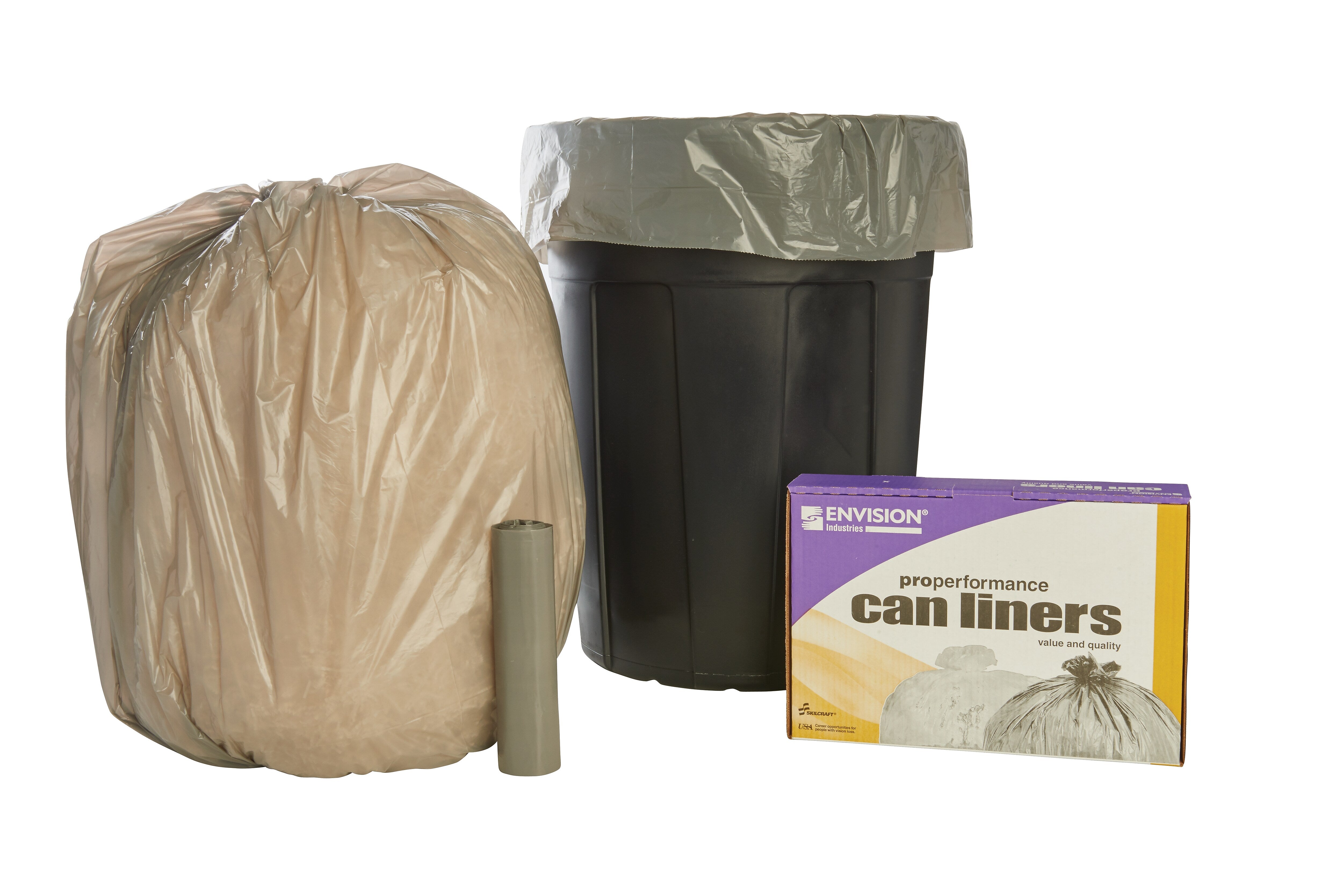 AbilityOne Envision Trash Bags, 45 Gallon, 1.1 mil, 40" x 46", 100/Case