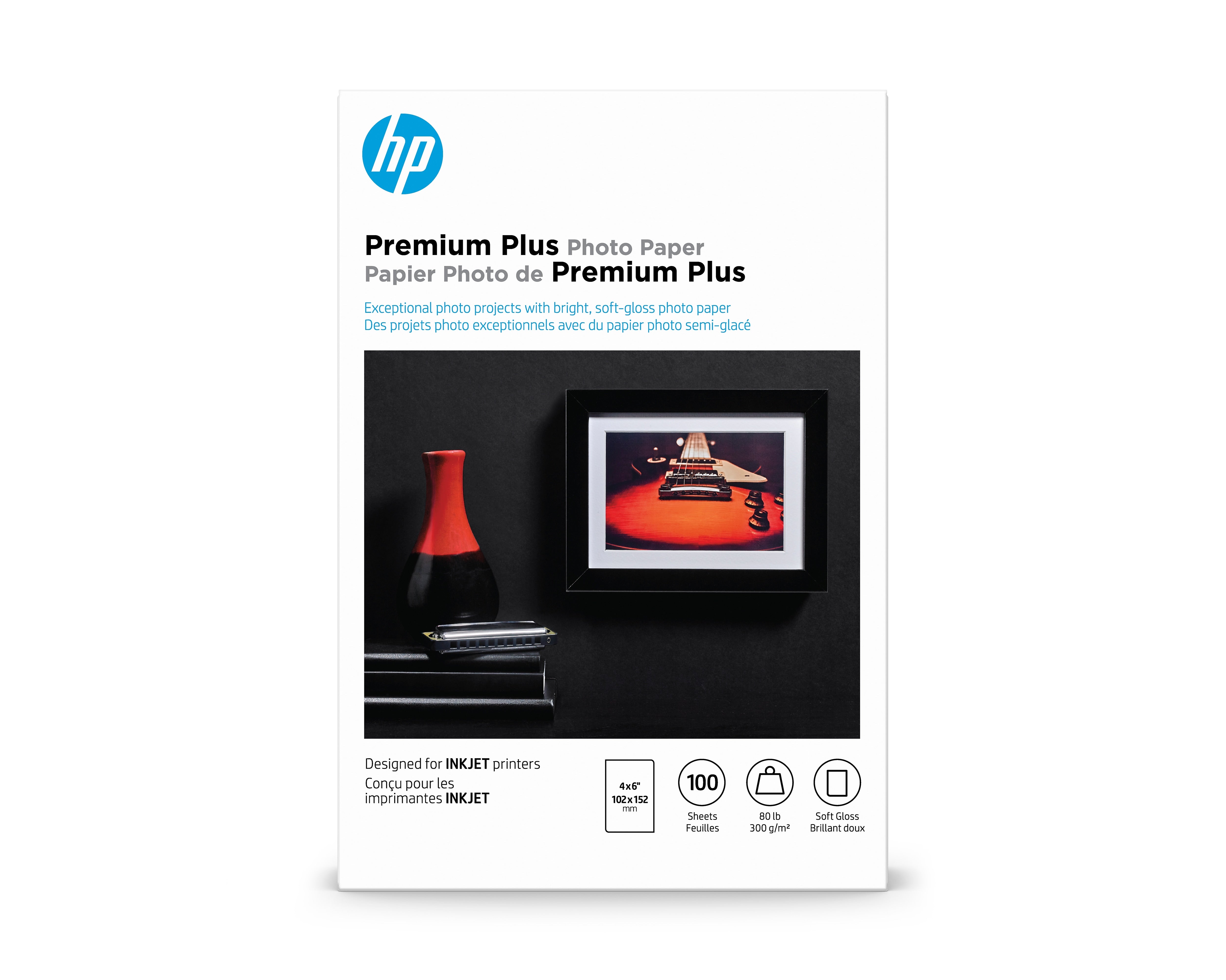 HP Premium Satin Plus Photo Paper, 4" x 6", 100 Sheet/Pack (CR666A)