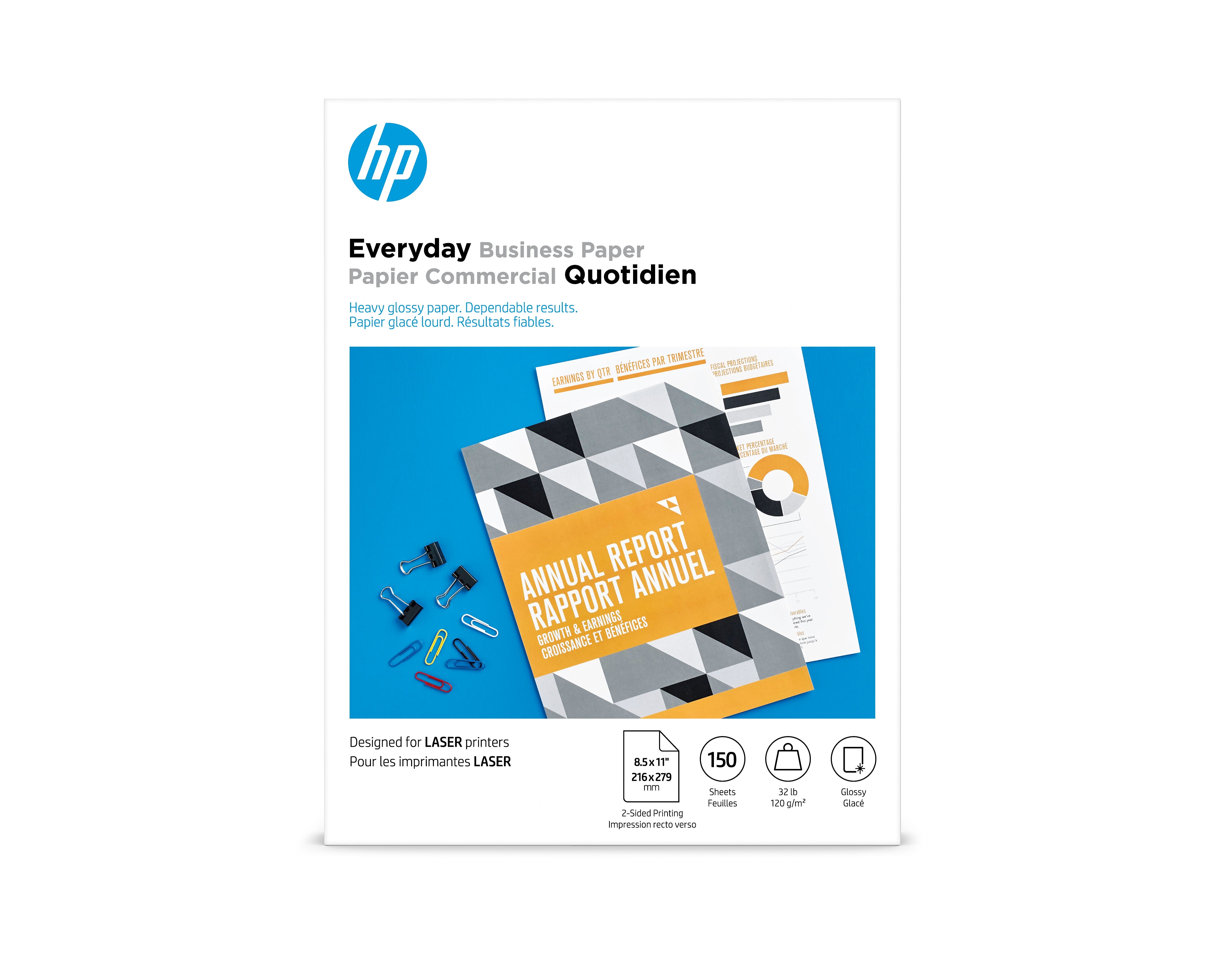 HP Everyday Business Glossy Photo Paper, 8.5" x 11", 150 Sheets/Pack (4WN08A)