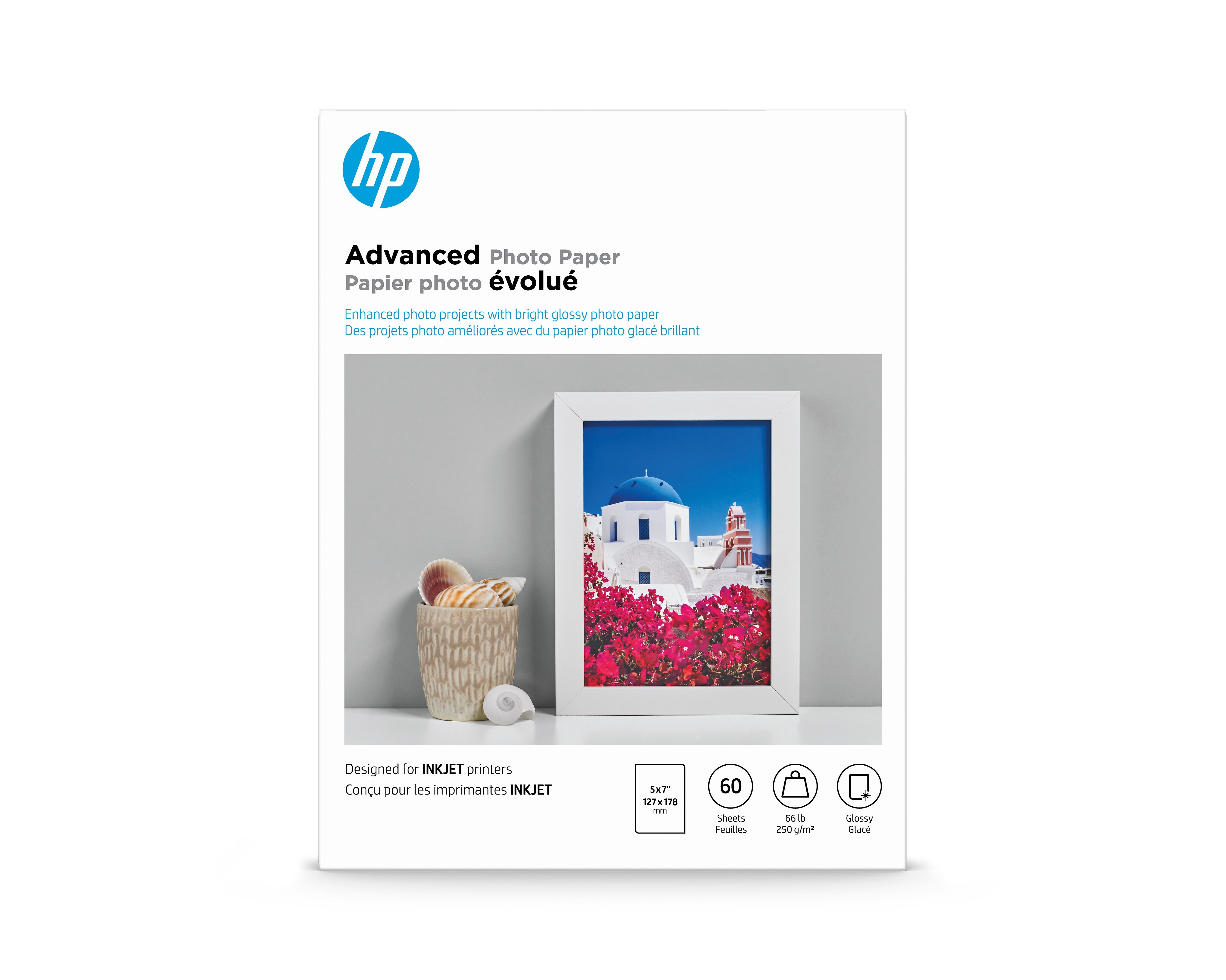 HP Advanced Glossy Photo Paper, 5" x 7", 60 Sheet/Pack (Q8690A)