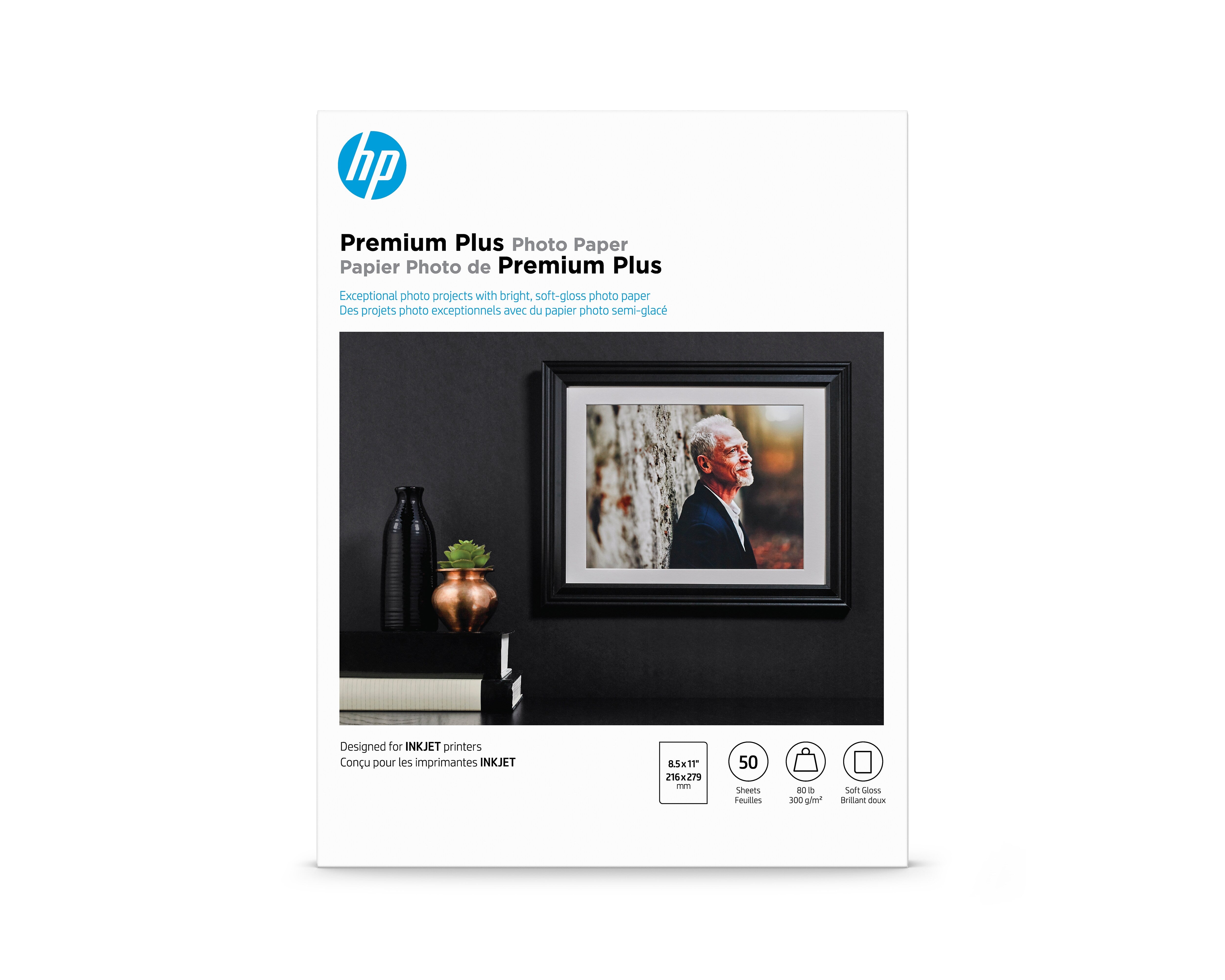 HP Premium Satin Plus Photo Paper, 8.5" x 11", 50 Sheet/Pack (CR667A)