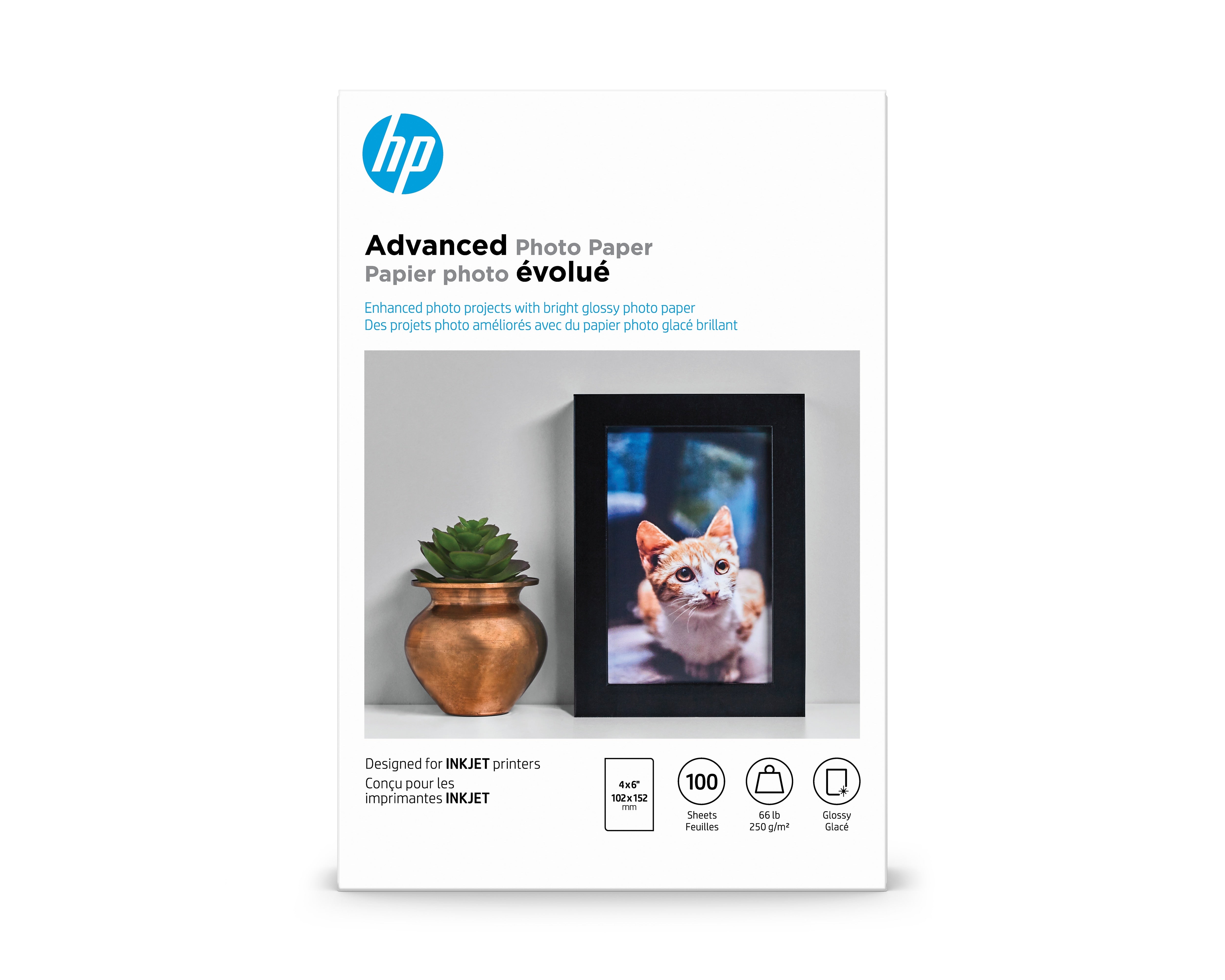 HP Advanced Glossy Photo Paper, 4" x 6", 100 Sheet/Pack (Q6638A)
