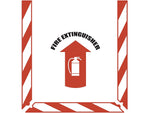 Stop-Painting Fire Extinguisher Arrow Rubber Safety Floor Sign, 17.5"Dia., Red/White, Each (IN-40-959)