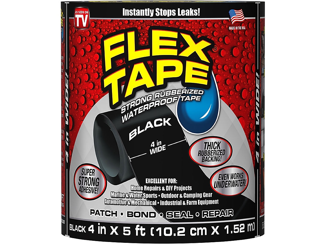 Flex Seal General Purpose Repair Tape, 4" x 1.67 Yds., Black (TFSBLKR0405)
