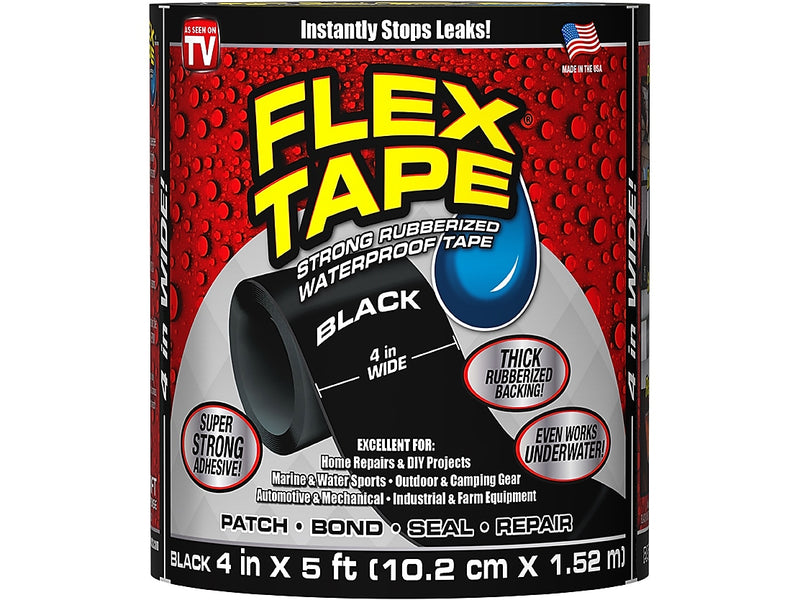 Flex Seal General Purpose Repair Tape, 4" x 1.67 Yds., Black (TFSBLKR0405)