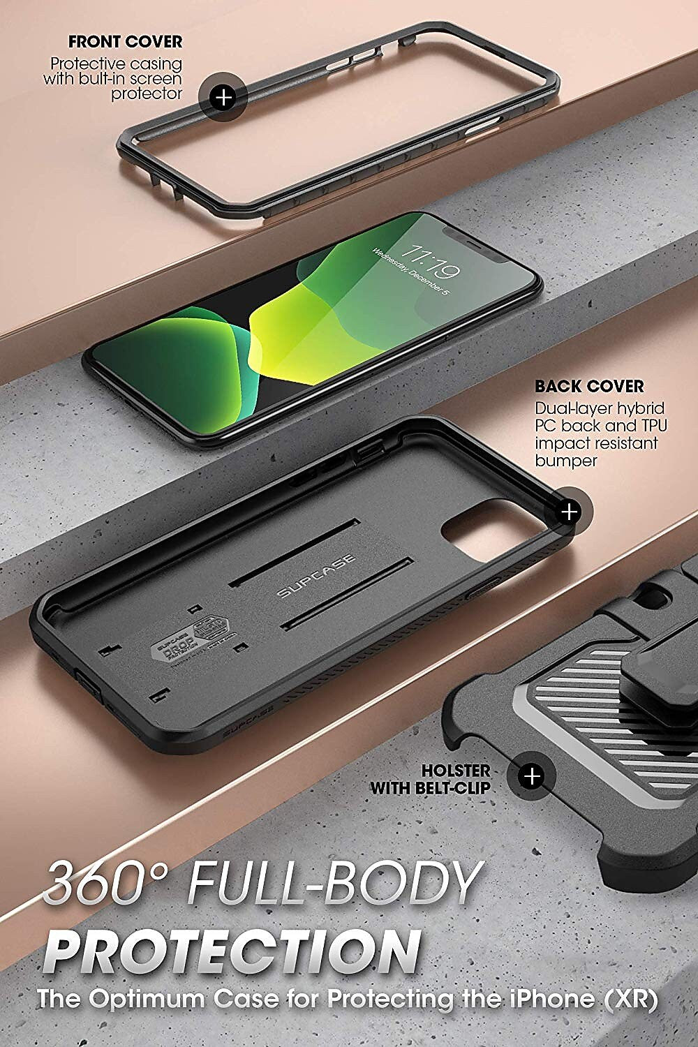 SUPCASE Unicorn Beetle Pro Black Rugged Case for iPhone 11 (S-IP1161-UBP-BK)
