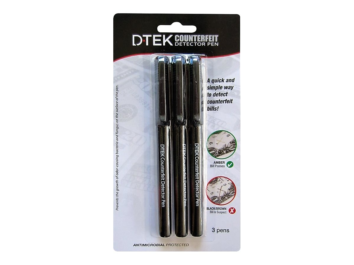 CONTROLTEK DTEK Counterfeit Pen, Black, 3/Pack (560191)