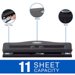 Swingline Commercial Desktop Adjustable Hole Punch, 11 Sheet Capacity, Black (74020)