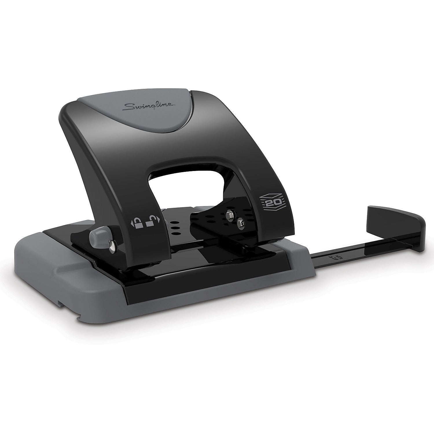 Swingline SmartTouch Low Force Handheld 2-Hole Punch, 20 Sheet Capacity, Black/Gray (74135)
