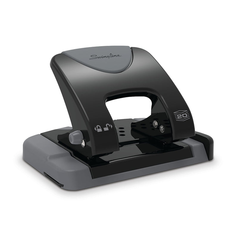 Swingline SmartTouch Low Force Handheld 2-Hole Punch, 20 Sheet Capacity, Black/Gray (74135)