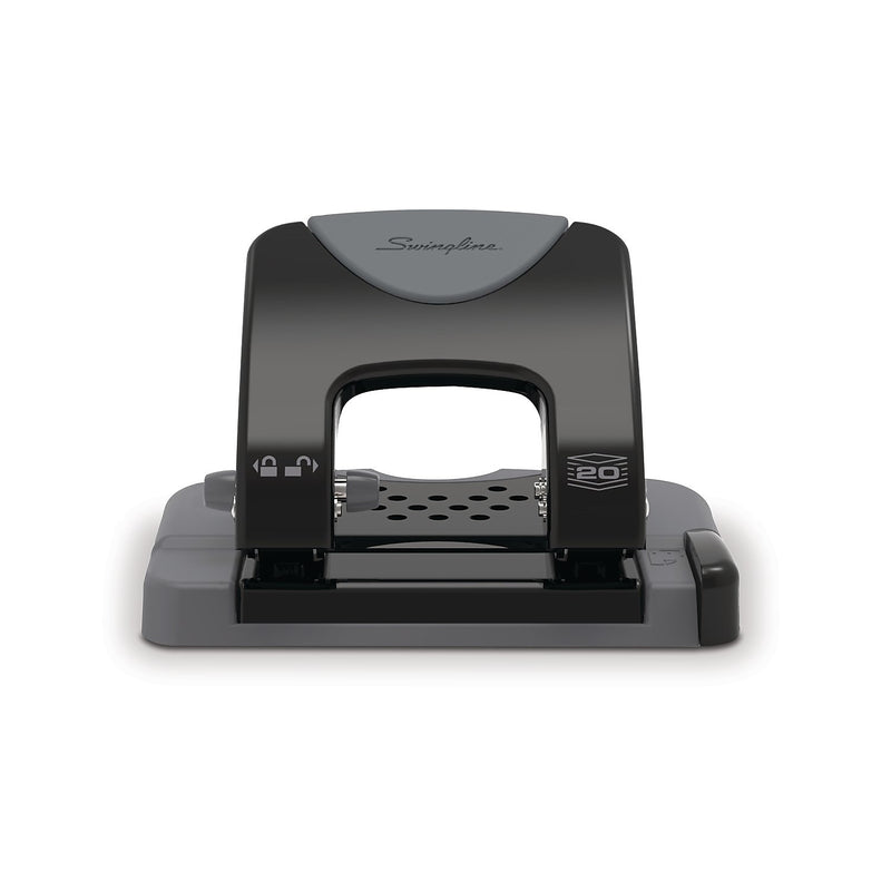 Swingline SmartTouch Low Force Handheld 2-Hole Punch, 20 Sheet Capacity, Black/Gray (74135)
